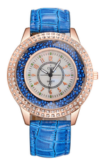 Blue Women Watch Fashion Rhinestones Bead