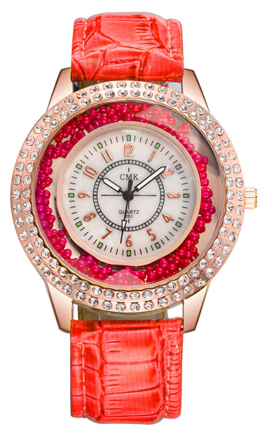 Red Women Watch Fashion Rhinestones Bead