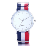 New Casual and Fashion Quartz Watch with Multicolor Nylon Cloth Watchband Wristwatch