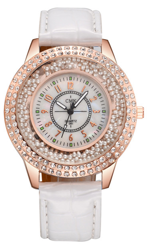 White Women Watch Fashion Rhinestones Bead